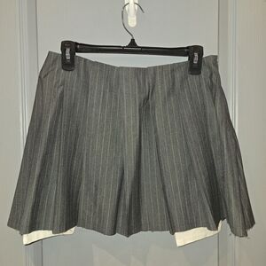 Gray Pinstripe Skirt with White Trim